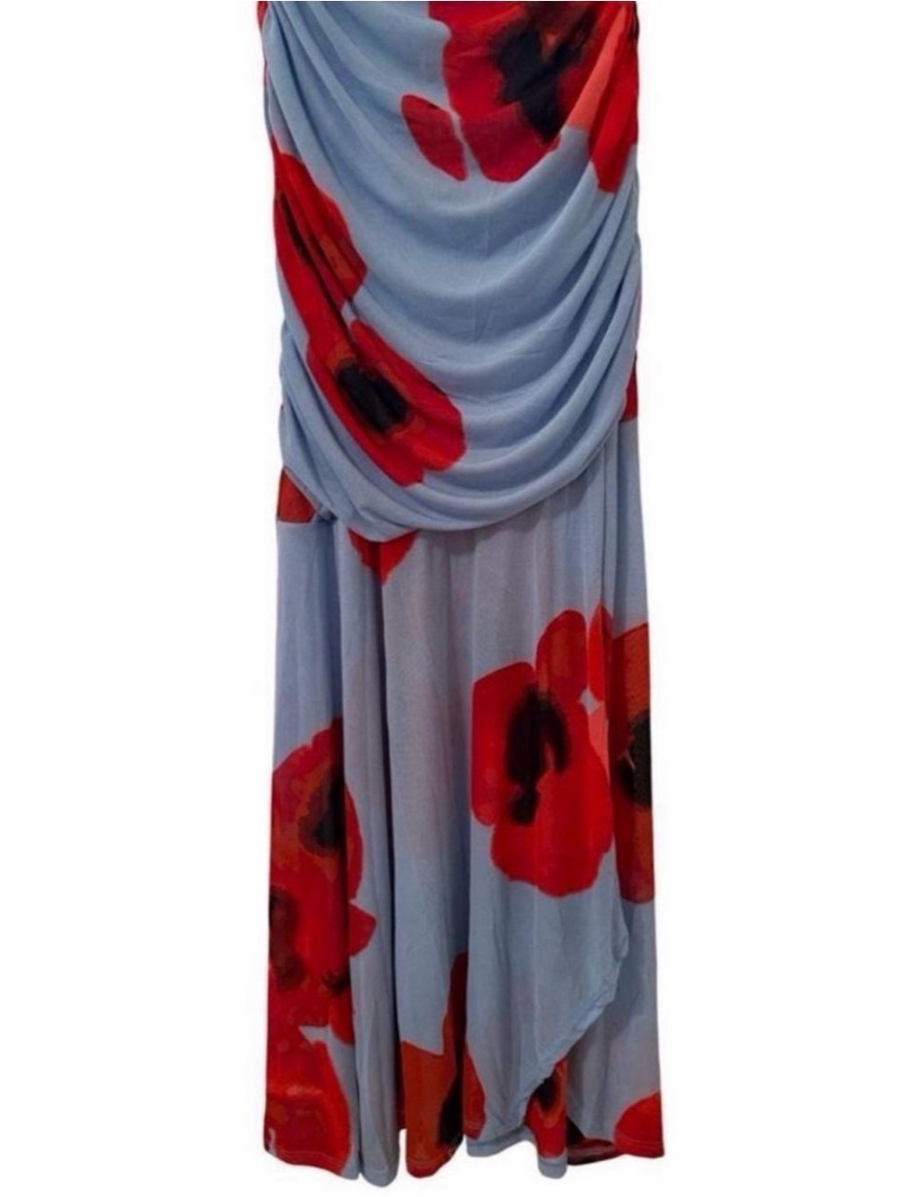 Sincerely Jules Light Blue Maxi Dress with Red Floral Print - Picture 4 of 7